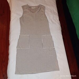 Monteau Black and Cream Striped Top